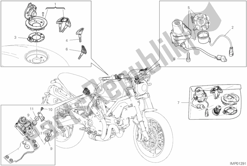 All parts for the 13e - Electrical Devices of the Ducati Scrambler 1100 Sport PRO USA 2020